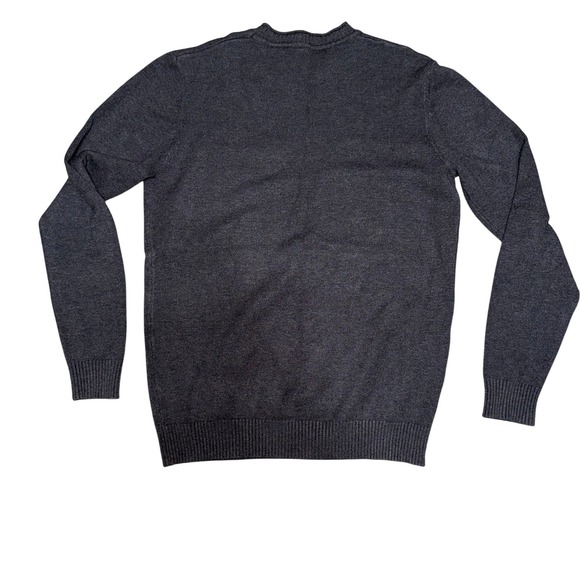 Mens Dark Gray Crew Neck Long Sleeve Sweater Knit Pullover Size L - Picture 2 of 5